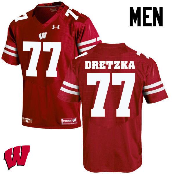 Wisconsin Badgers Men's #77 Ian Dretzka NCAA Under Armour Authentic Red College Stitched Football Jersey HS40W63DU